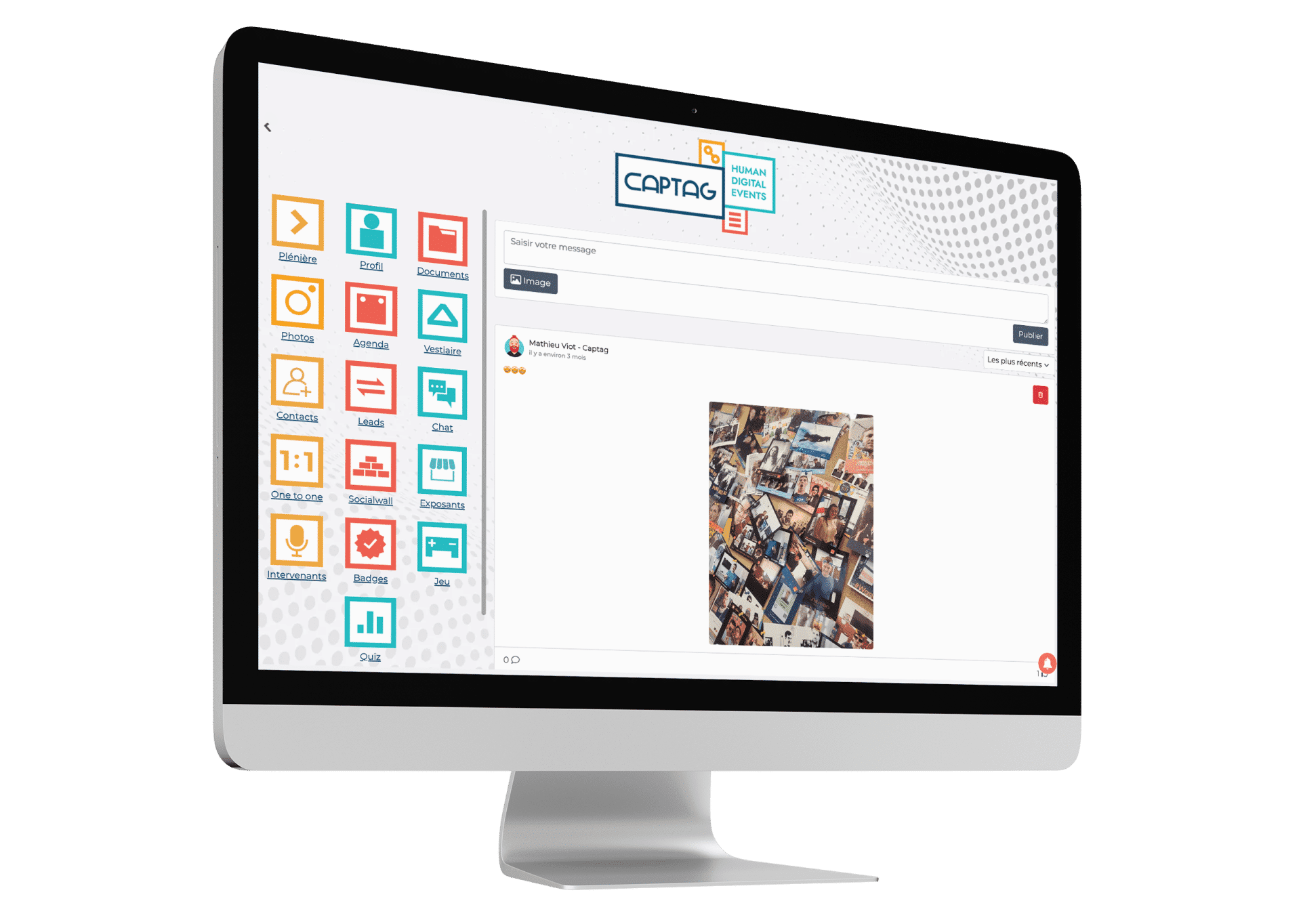 Illustration d'une plateforme Social Wall pour échanges et partages communautaires